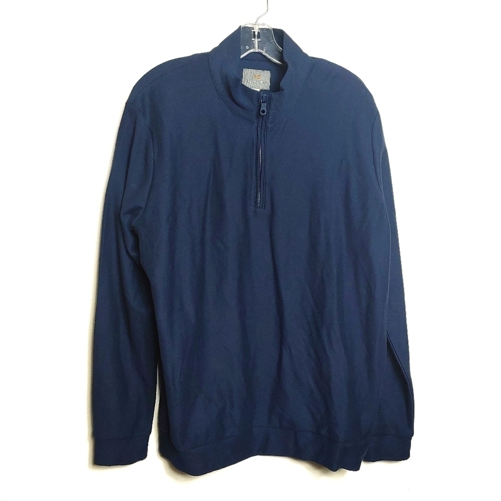 Thomas Dean Navy Blue 1/4 Zip Pullover Sweatshirt